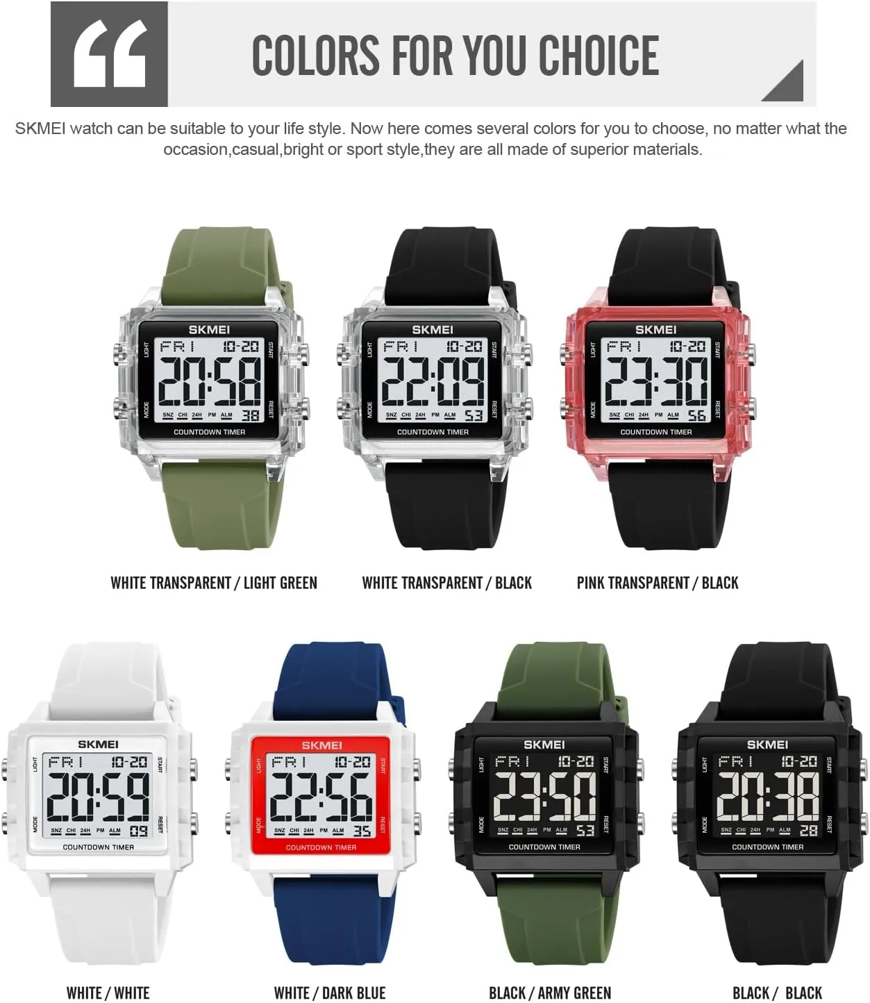 Unisex Silicone Strap LED Watches Gosasa Square Men's Digital Watch Big Numbers Dial Large Face settle happy compensation prominence carpet independent Waterproof 