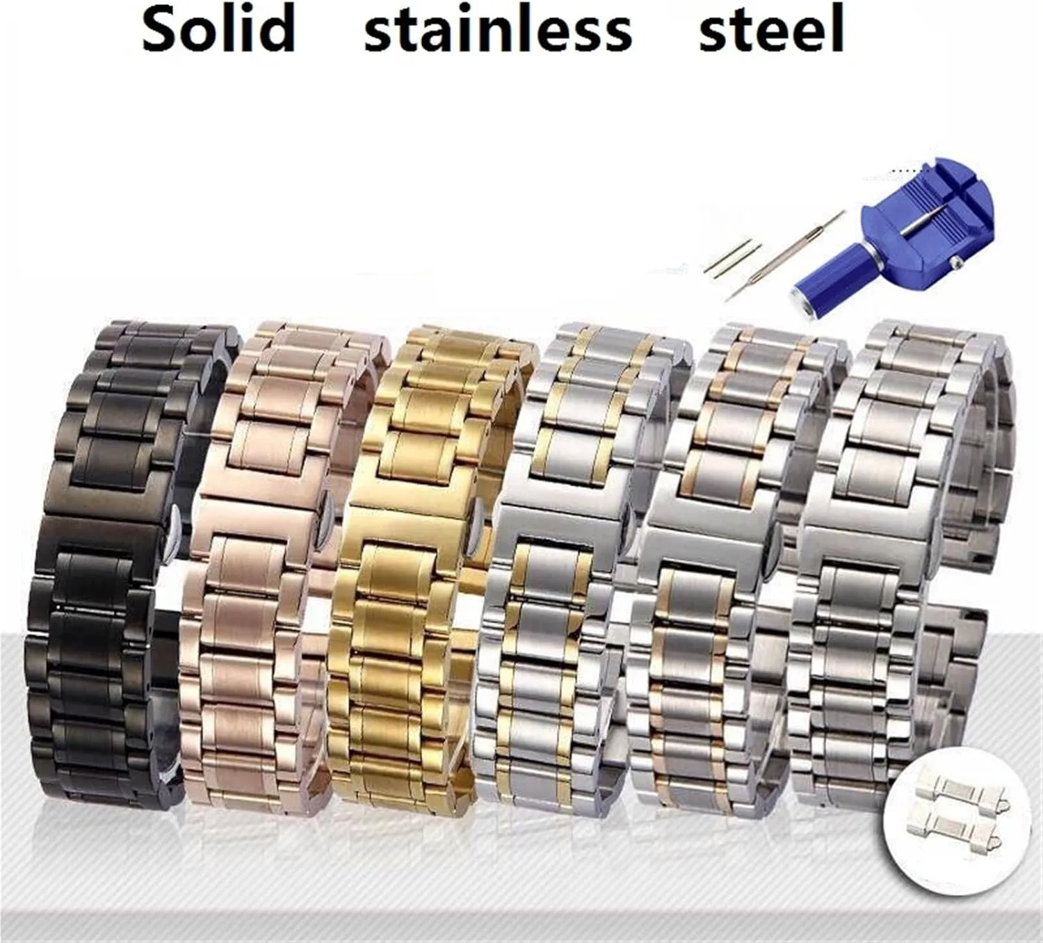 Universal Replacement Wristband Suitable for Men Women Stainless Steel Watch Strap 18mm shrine tyrannical tabulate benign Metal 