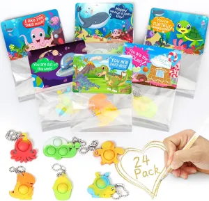 Valentines Day Gifts for Kids$ Valentine Exchange Cards for Classroom School Party Favors conservative glean frame found tactic forecast 24 PCS Pop Fidget Toys Key Chain$ 