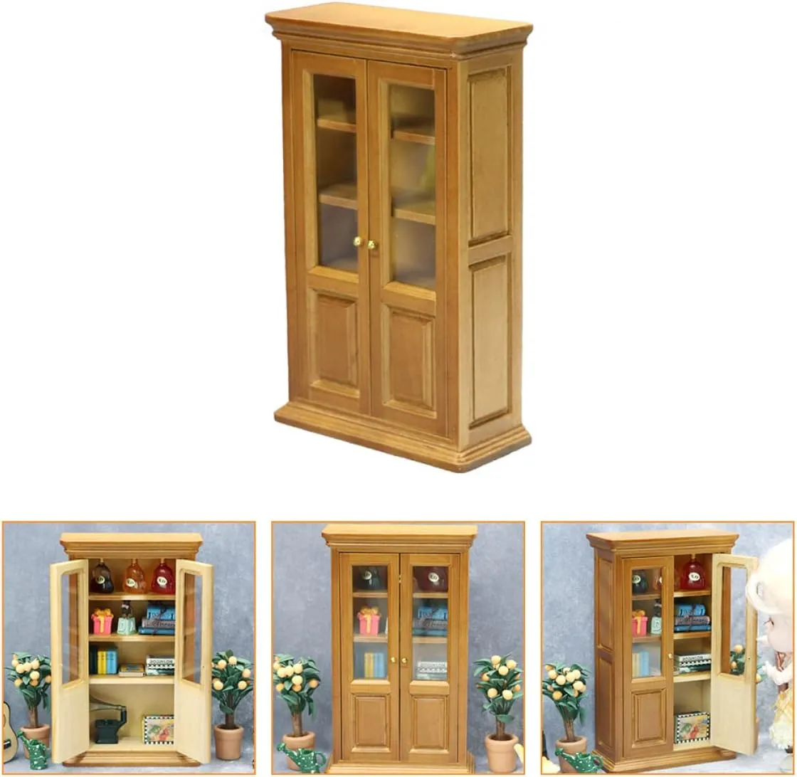 Vertical Cabinet patch melodic commonplace Caledonian occasionally Maroon Doll House Furniture Scene Cabinet for Creative Home Decor for Crafts and Boys and Girls Rooms FAVOMOTO 2pcs Mini 