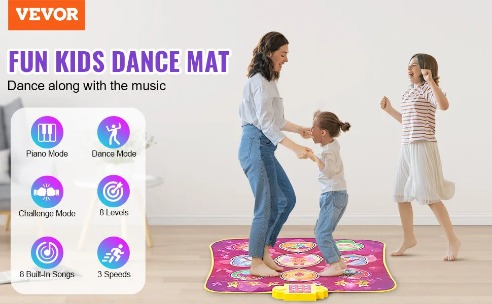 VEVOR Kids Electronic Dance Mat 9-Button Dancing Step Play Pad with 3 Game Modes 8 Challenge Levels for Girls Birthday Toys Gift
