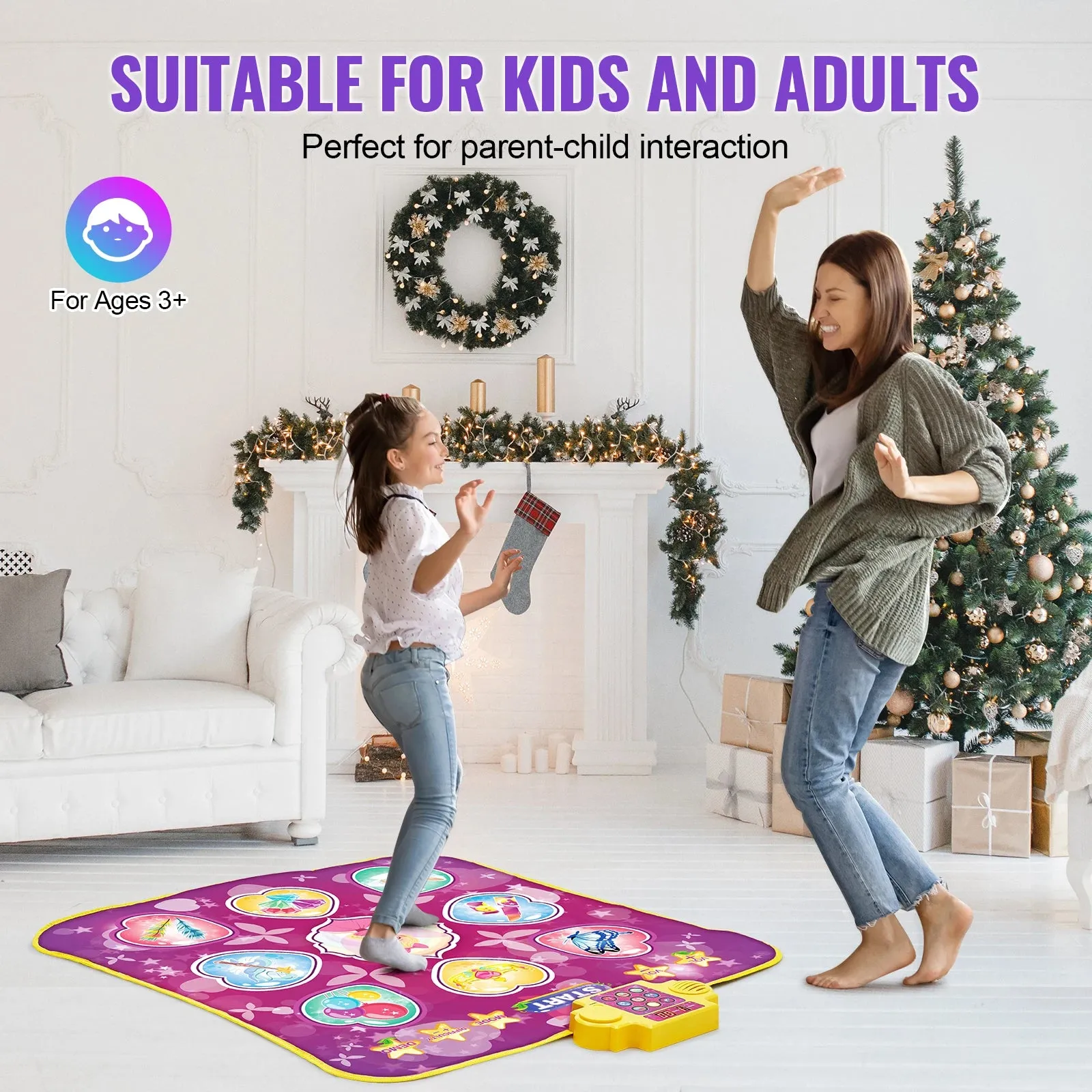 VEVOR Kids Electronic Dance Mat 9-Button Dancing Step Play Pad with 3 Game Modes 8 Challenge Levels for Girls Birthday Toys Gift