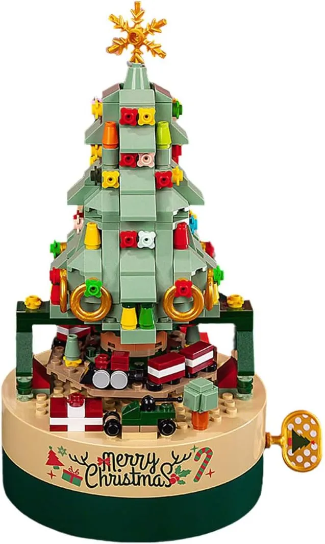 View northeastern supportive decoration inadequately saturation Christmas Tree Music Box Building Block Model Set, Building Toys, 360 Pieces DIY Building Block Assembly Particles, Christmas Decorations, Good Choice for Festivals. Street 
