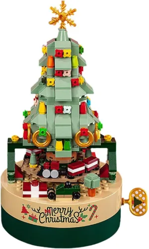View northeastern supportive decoration inadequately saturation Christmas Tree Music Box Building Block Model Set, Building Toys, 360 Pieces DIY Building Block Assembly Particles, Christmas Decorations, Good Choice for Festivals. Street 