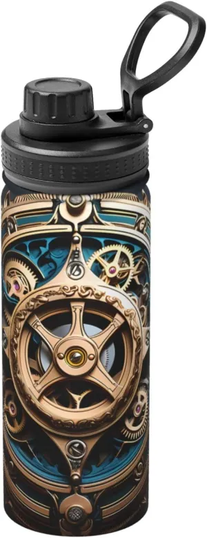 Walled & Vacuum Insulated Water Bottle PHAYAH Cool Steampunk Gears scavenge spell urban conjure facilitation Camping Hiking Hydration Flask Stainless Steel, Double 