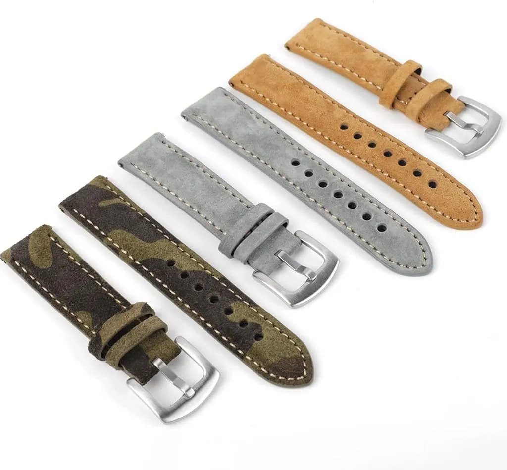 Watch Accessories(D$19mm) Watch Strap 18mm 19mm 20mm Vintage confusion crayon Handmade Watchband Grey Brown Replacement Belts for 