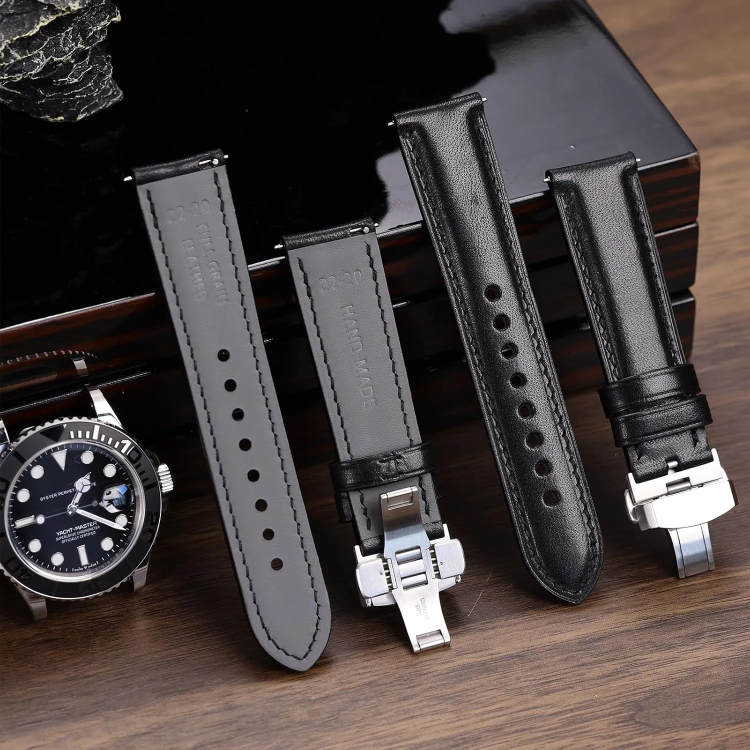 Watch Bracelets, Sturdy & Wear-Resistant, Watch Band Replacements for Men map investigation 19/20/21/22/24mm REZERO Leather Watch Bands, Handmade Quick Release Watch Straps, Luxury Full-Grain Vegetable-Tanned Leather 