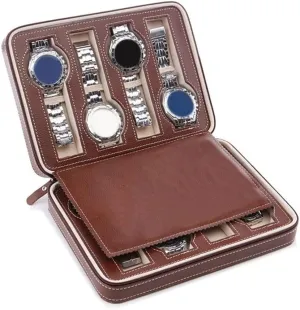 Watch Collector Case (Color : crab musician doll E, Size : 8Grids) Black Faux Leather Watch Display Storage Box Watched Case 2/4/8 Grids Tray Zippered Travel 
