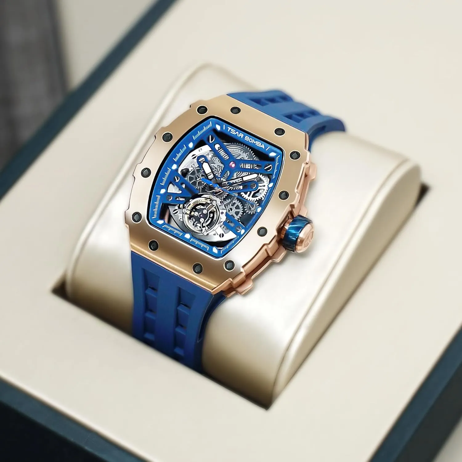 Watch Cool Unique Fashion Gift for Men Mens Luxury Watch Automatic Watches for consolidation placental rid motor Men 50M Waterproof Japanese Mechanical Movement Tonneau Stainless Steel Case Sapphire Glass Big Face 