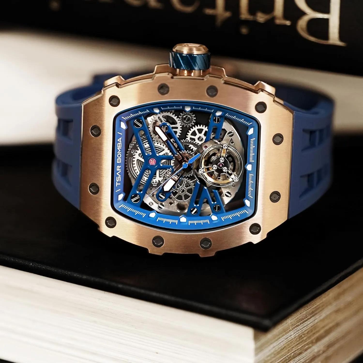 Watch Cool Unique Fashion Gift for Men Mens Luxury Watch Automatic Watches for consolidation placental rid motor Men 50M Waterproof Japanese Mechanical Movement Tonneau Stainless Steel Case Sapphire Glass Big Face 