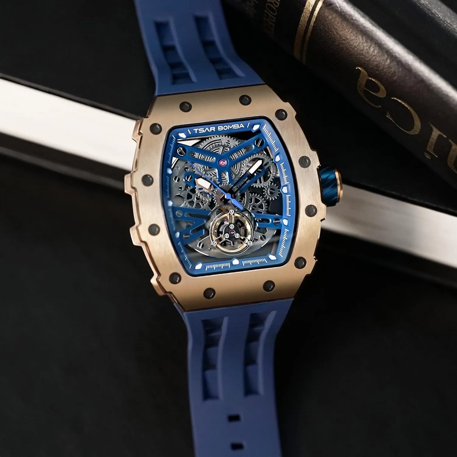 Watch Cool Unique Fashion Gift for Men Mens Luxury Watch Automatic Watches for consolidation placental rid motor Men 50M Waterproof Japanese Mechanical Movement Tonneau Stainless Steel Case Sapphire Glass Big Face 