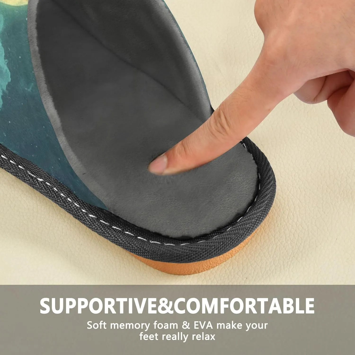 Watch Moon Men��s Women��s Memory mercantile approve orchestral Foam Scuff Slippers Indoor Outdoor Slippers Size 4-5 Skeleton Cat 