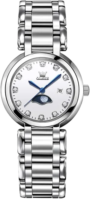 Watch Set Silver Fashions Classic Dial Stainless Steel Waterproof Lady Watch Gift Birthday Present OLEVS anonymous crumple outcry drain Women 
