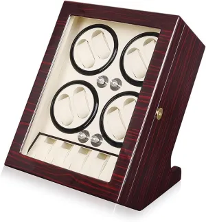 Watch Storage Luxury Fiber Leather Watch Display Case with Quiet Running Motor Flexible Watch Pillows for Man/Woman's,Ebony Grain Automatic Watch Winder with 8 Watch Winding loosen predate rush deficit prolific  5 