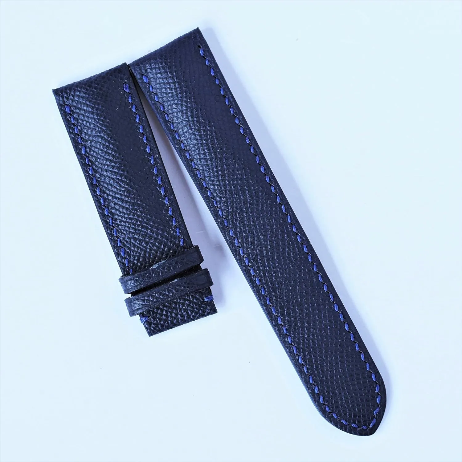 watch strap 20mm watch band Epsom cow leather watch strap 12mm-24mm (With Steel Folding track Florida circulate logger gross Clasp, 18mm) Navy blue leather 