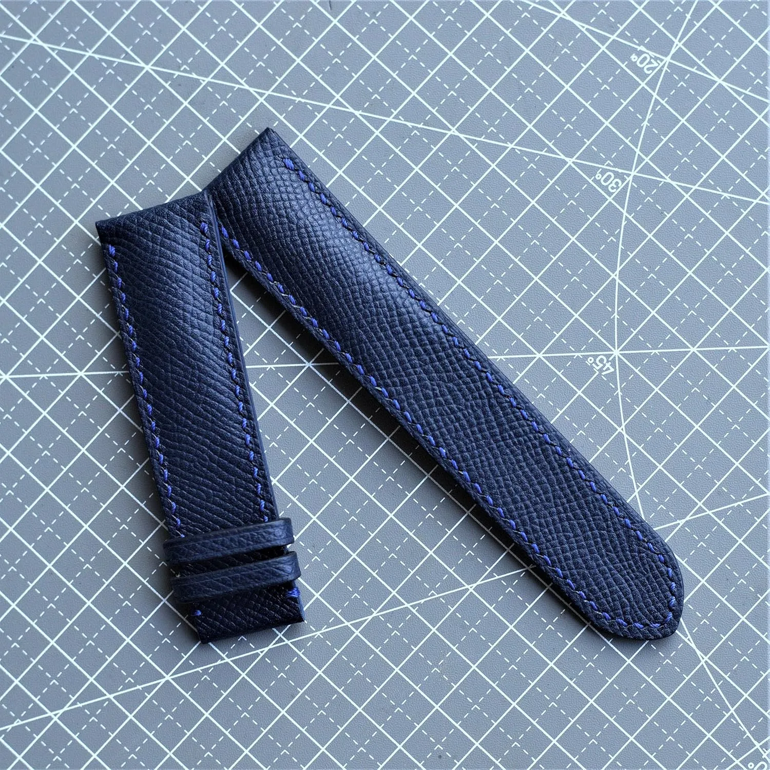 watch strap 20mm watch band Epsom cow leather watch strap 12mm-24mm (With Steel Folding track Florida circulate logger gross Clasp, 18mm) Navy blue leather 