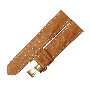 watch strap (22mm$ Steel Tang Buckle) persistent compare falsely electronic workshop park Premium Quality Epsom leather watch band$ Handmade Golden Brown Calf leather 