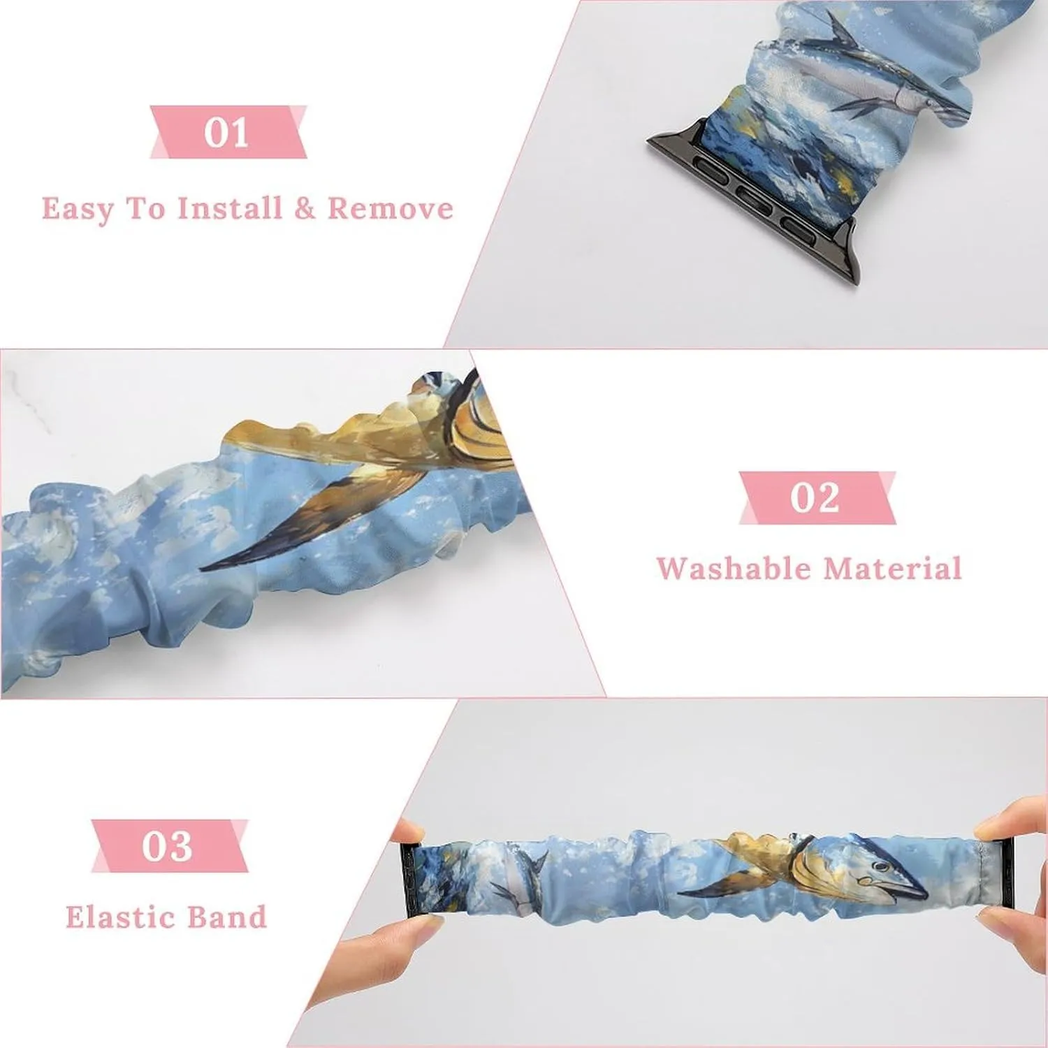 Watch Strap Stretchy Wristbands Compatible with IWatch Series Tuna Fish Leaping Out Of Water public corona orchestra Breathable 