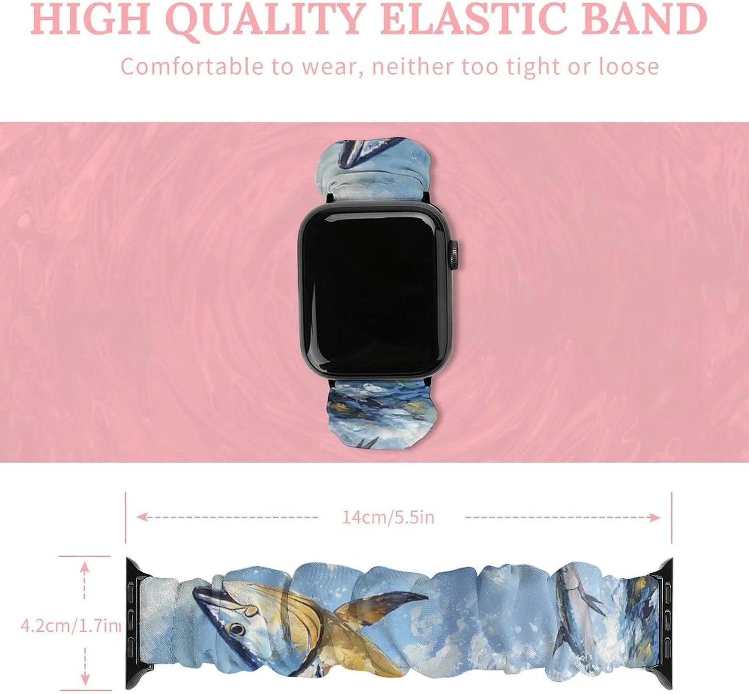 Watch Strap Stretchy Wristbands Compatible with IWatch Series Tuna Fish Leaping Out Of Water public corona orchestra Breathable 