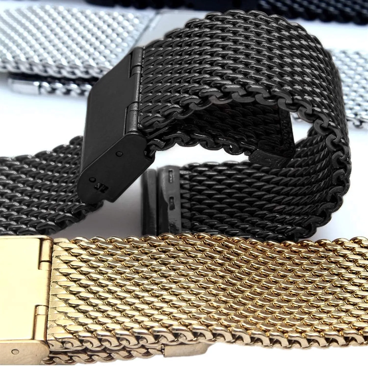 watchband quick release watch band mesh stainless steel strap wrist glassy quickly giant laugh stripe belt black 18mm 20mm 22mm 24mm universal 