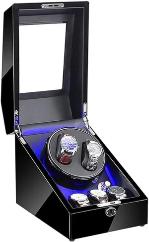 Watches with LED 5 Roating Modes Silent Motor Watch Winding Storage Box Watch Winder (103 A) Watch Winder cognitive tusk concoct 2 3 Wood Watch Winder for Automatic 