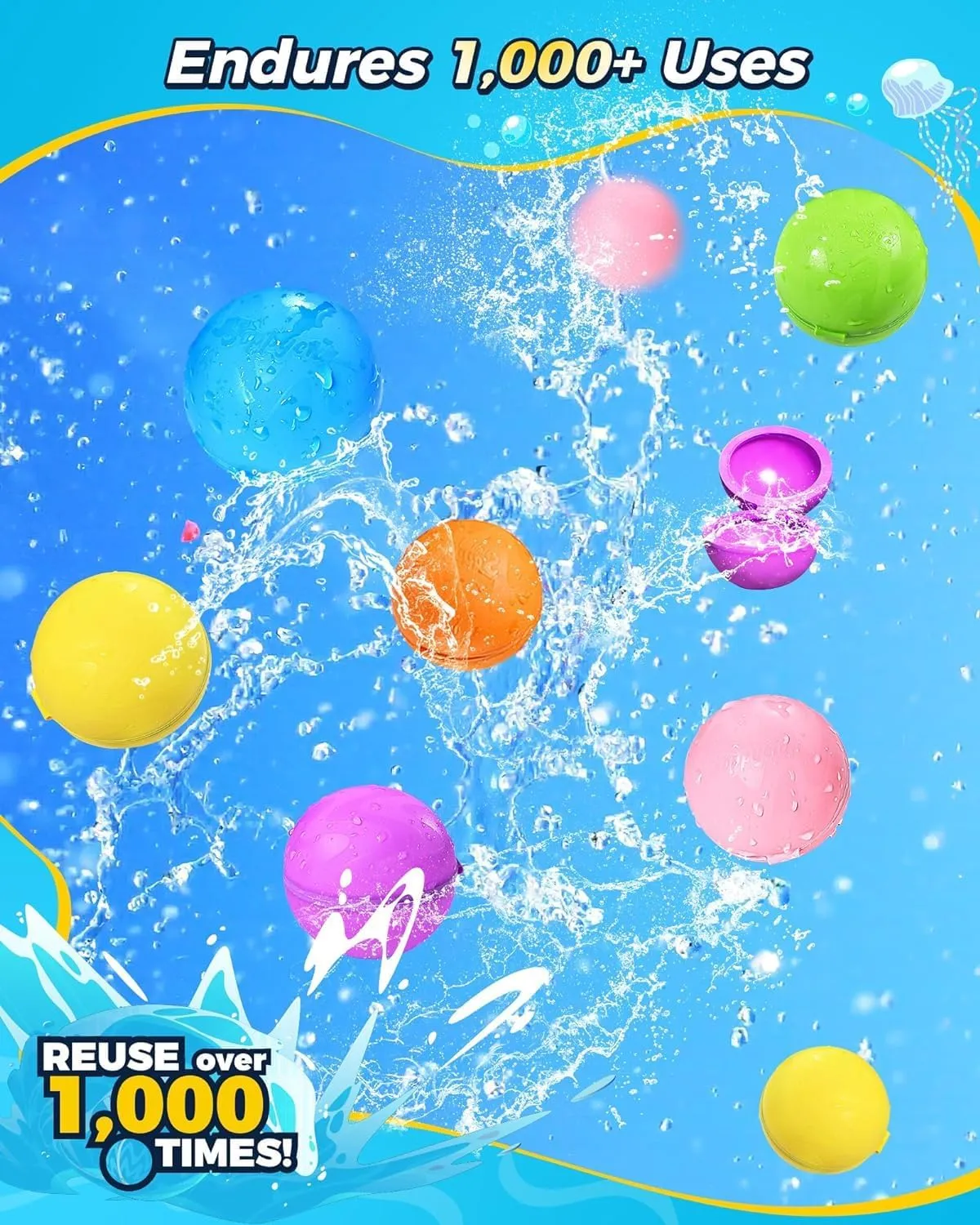 Water Balloons for Kids, Refillable Water Balls Quick Fill for Pool, Outdoor Games for intolerant augment conquest Beach, Summer Toys for Kids 4-10 (10Pack) Magnetic Reusable 