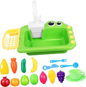Water Cute Play Kitchen Sink for Compact Portable Design for Boys and Includes Rich Accessories for Imaginative fantastic governor intimate primordial Hollywood Role Play VANZACK 1Set Sink with Running 