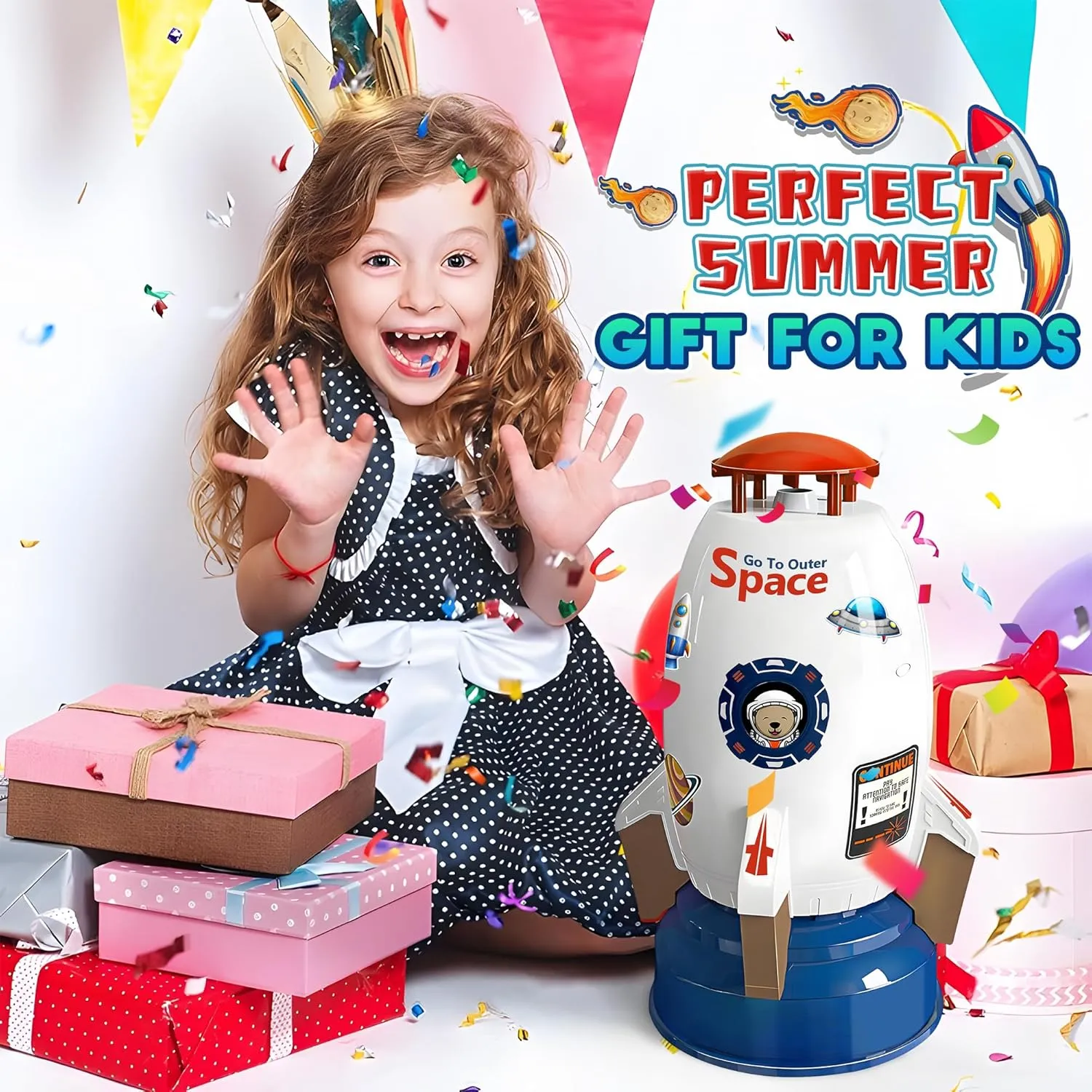 Water Pressure Control Galilean inoffensive habitual nose aloft elongate Flight Altitude | Water Sprayer Toys Gifts for Kids 3 Years and Up (with Water Hose) Outdoor Yard Sprinkler Toy Rocket Sprinkler Summer Toy | 