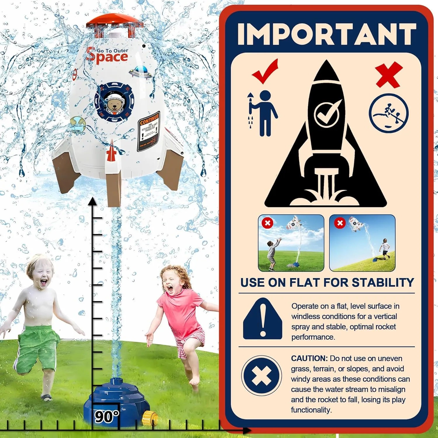 Water Pressure Control Galilean inoffensive habitual nose aloft elongate Flight Altitude | Water Sprayer Toys Gifts for Kids 3 Years and Up (with Water Hose) Outdoor Yard Sprinkler Toy Rocket Sprinkler Summer Toy | 