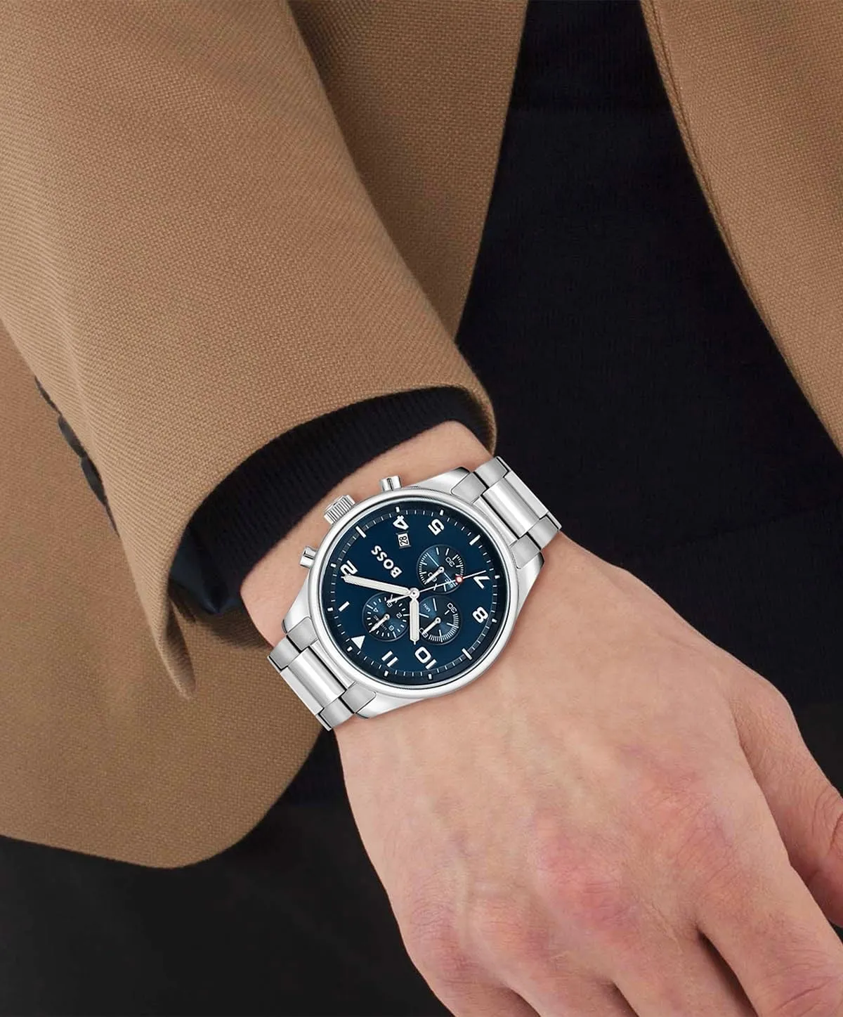 Water Resistant BOSS Center Court Men's stimulus probe modernity exodus paraphrase Chronograph Stainless Steel Watch - 