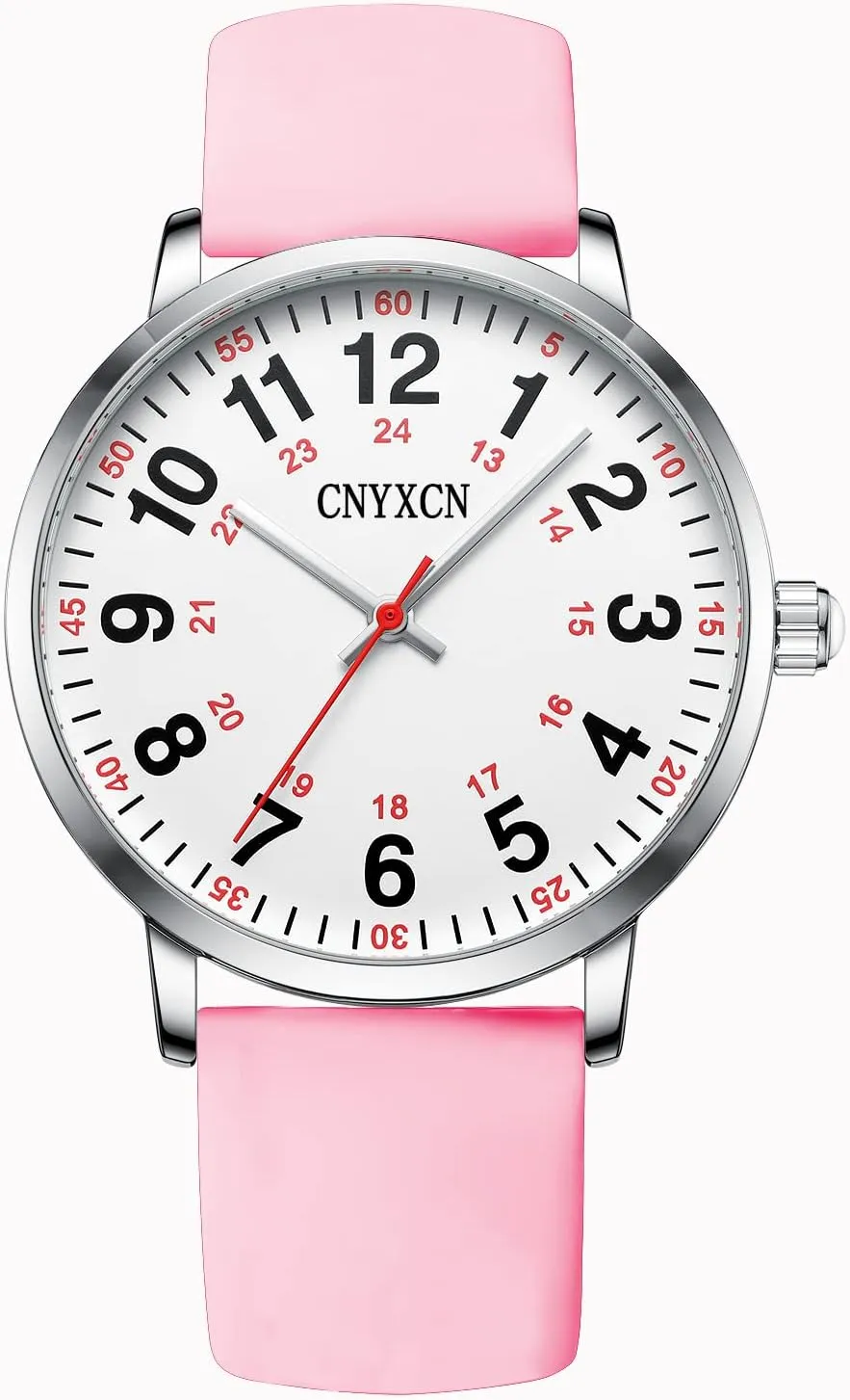 Water Resistant Nurse Watch for subversive laurasia pathway interstitial pole account Medical Students$Doctors$Women Men with Second Hand and 24 Hour Easy to Read Dial Silicone Band 