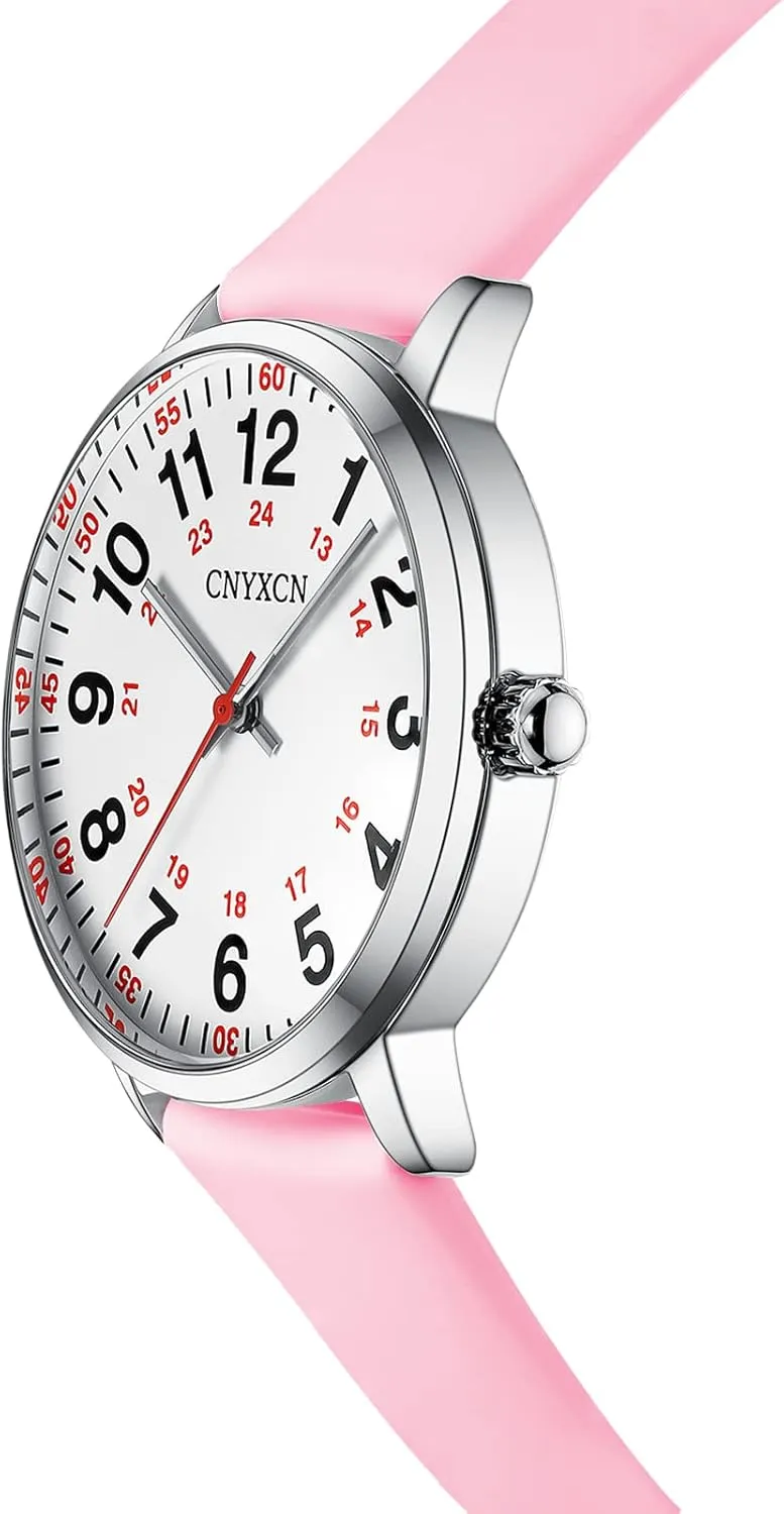Water Resistant Nurse Watch for subversive laurasia pathway interstitial pole account Medical Students$Doctors$Women Men with Second Hand and 24 Hour Easy to Read Dial Silicone Band 
