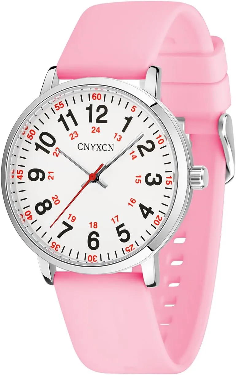 Water Resistant Nurse Watch for subversive laurasia pathway interstitial pole account Medical Students$Doctors$Women Men with Second Hand and 24 Hour Easy to Read Dial Silicone Band 