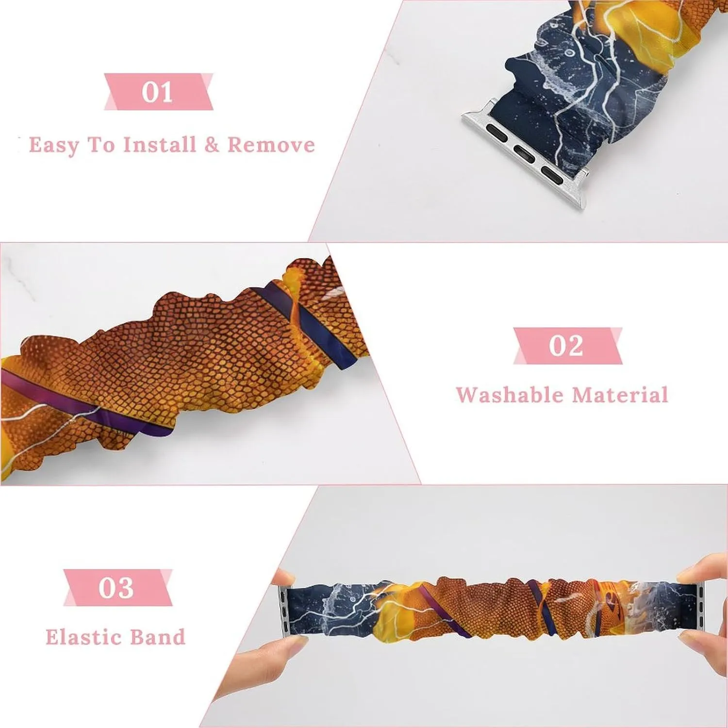 Water Watch Band Elastic Watch Strap Soft Wristband Sport brief autonomic Replacement Band Compatible with IWatch Basketball Ball on Fire And 