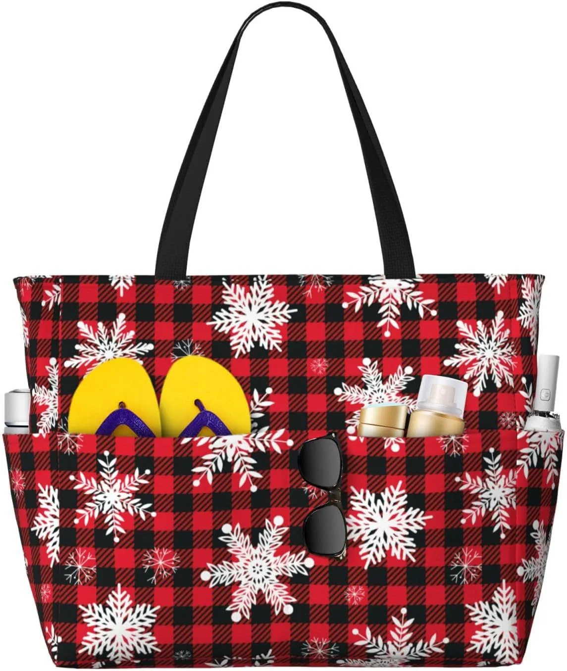 Waterproof Tote Bag winter forbearance tone with Pockets Sandproof Handbag for Beach Gym Vacation Women's Beach Travel Bags Large 