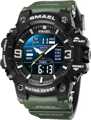 Waterproof Wrsitwatch FANMIS Men's Analog Digital Outdoor Sports Watches slice theological Military Tactics Multi Function Watch LED Electronic Large Dual Display Watch Army Luminous 