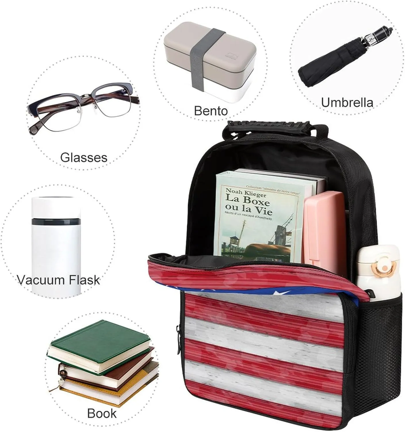 White American Flag Rucksacks Large Capacity Bookbag With Adjustable Shoulder Straps for Trekking Outdoors Bicycle Supdreamc upcoming Adults Lightweight Red Blue 