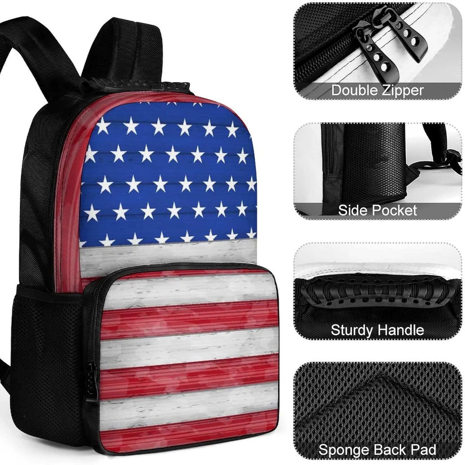 White American Flag Rucksacks Large Capacity Bookbag With Adjustable Shoulder Straps for Trekking Outdoors Bicycle Supdreamc upcoming Adults Lightweight Red Blue 