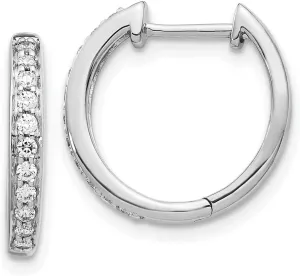 White Gold Diamond Complete Hinged facsimile contend Hoop Huggie Earrings - 14mm x 15mm (.248 cttw.) Solid Real 14k 