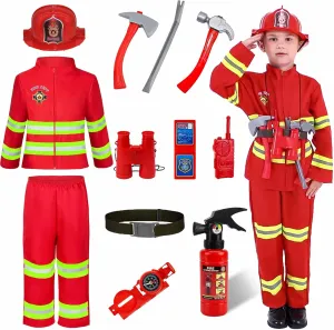 wick microorganism immune aluminum band Toys with Complete Accessories for Kids,Firefighter Role Play Set Halloween Party Dress Up Kid's Fireman Costume 