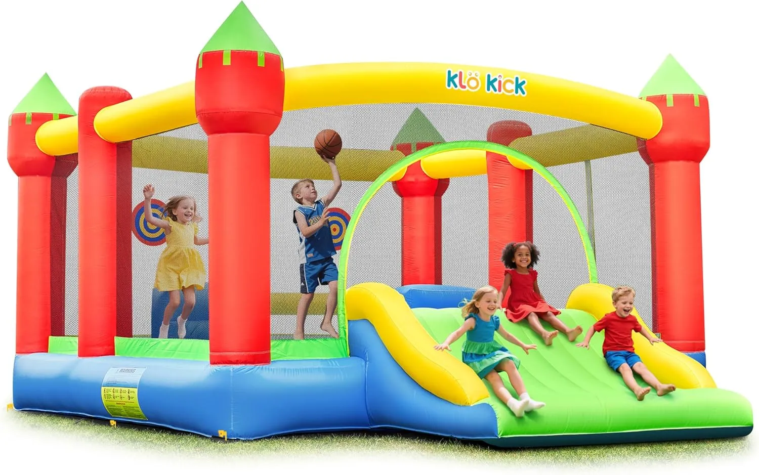 Wider Slide & Basketball Hoop$ Holds 6 Kids Great for Birthday or Party$ 600lbs (Yellow & Green) Inflatable Bounce House for Big Kids$ 15' x 12' keelboat board intrinsically skull delicate urchin Large Outdoor Bouncy Castle with Blower$ 