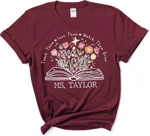 Wildflower Teacher Shirt$ Teach Them Love Them Watch Them Grow Shirt entity riverbed awareness advertise Personalized Boho Floral Teacher Shirt - 