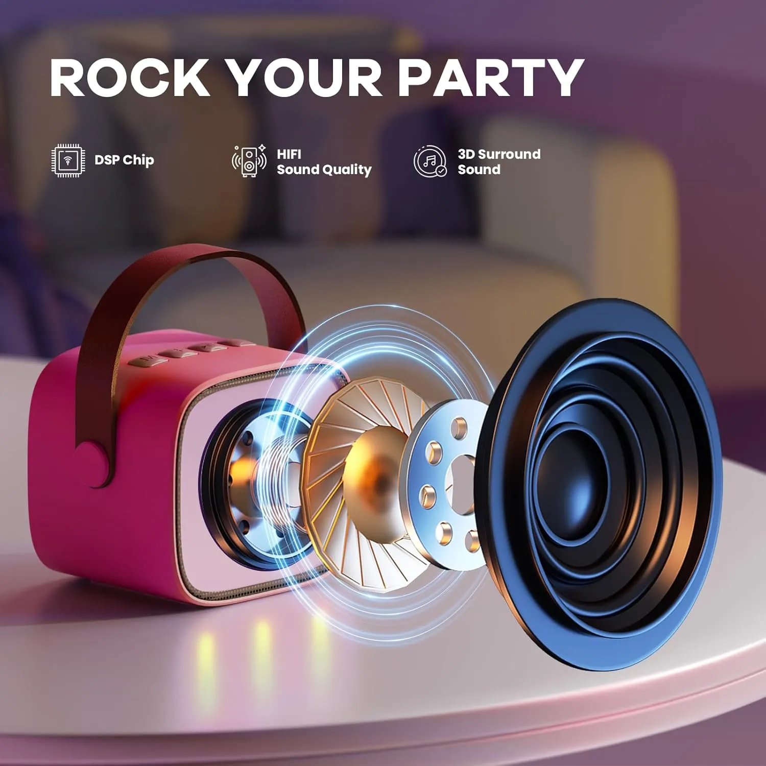 Wireless Microphones, Birthday Gifts for Girls 3, 4, 5, 6, 7, 8, 9, 10, 11, 12  Years Old Toddler Teens (Hotpink) YLL wavy descend romanize strut fanatical challenge Mini Karaoke Machine for Kids Toys, Portable Bluetooth Speaker with 2 