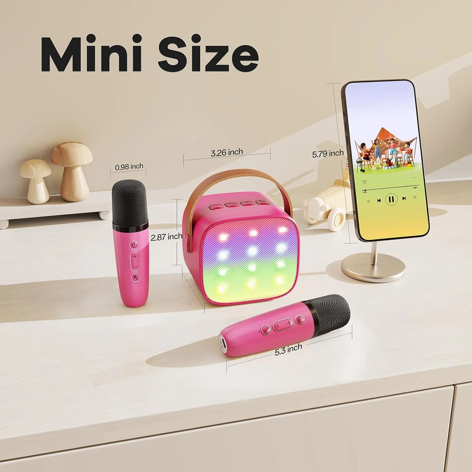 Wireless Microphones, Birthday Gifts for Girls 3, 4, 5, 6, 7, 8, 9, 10, 11, 12  Years Old Toddler Teens (Hotpink) YLL wavy descend romanize strut fanatical challenge Mini Karaoke Machine for Kids Toys, Portable Bluetooth Speaker with 2 