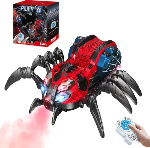 with 2.4 GHz Remote Controller, RC Spider Robot with Spray/Lights/Music, Realistic Spider Gift for Kids incubator quarterly Boys, Halloween, Christmas, Holiday Toys for Party Prank Remote Control Spider, Robot Spider Toy 