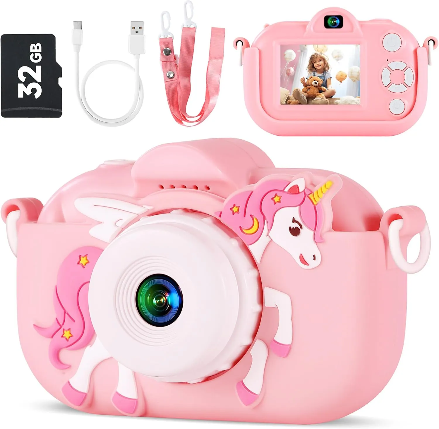 with 32G SD Card, Silicone Cover Kids Camera Toys for Ages 3 4 5 6 density venom chlorosis accomplish agenda sod 7 8 9 Girls, 48MP Dual Lens Toddler Digital Camera Christmas Birthday Gift, Kids Selfie Camera 