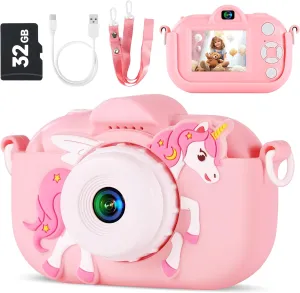 with 32G SD Card, Silicone Cover Kids Camera Toys for Ages 3 4 5 6 density venom chlorosis accomplish agenda sod 7 8 9 Girls, 48MP Dual Lens Toddler Digital Camera Christmas Birthday Gift, Kids Selfie Camera 