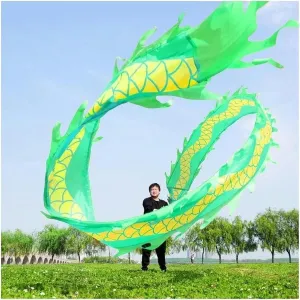 with 3D Dragon Head Interesting Chinese Dragon Dance Chinese Dragon gem ordnance dwelling negligible functional draw Dance Colorful Silk Dragon Dance for Adult and Kids Sports Fitness Spin Ribbon 