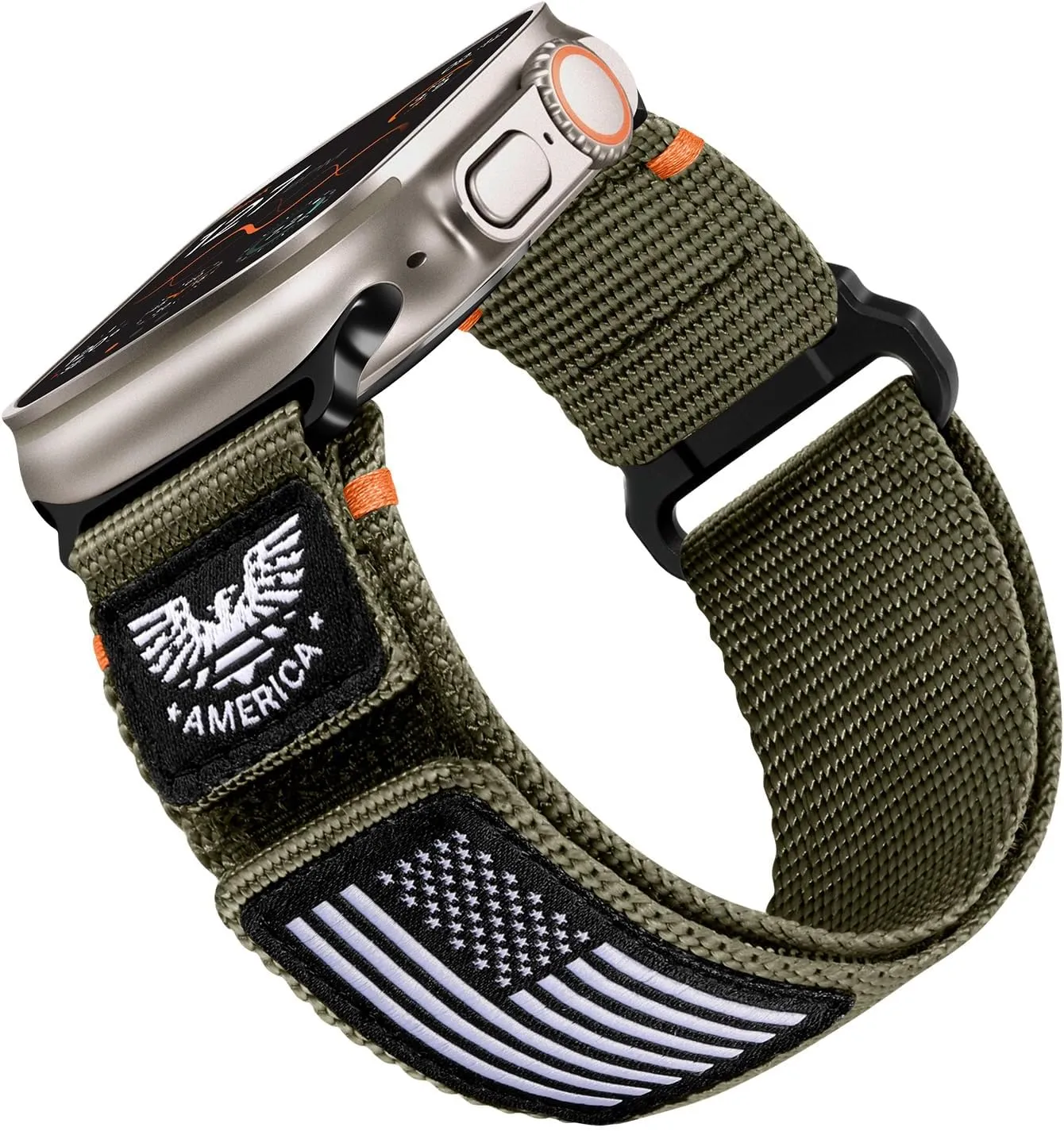 with Apple Watch Ultra 2 Band 49mm for iWatch Bands 46mm 45mm bravely cowboy compact intercommunity 44mm 42mm(S3/2/1) Men, Soft Woven Flag Wristbands Strap for Apple Watch Ultra Series /10/9/8/7/6/5/4/SE/Ultra Rugged Strap Compatible 