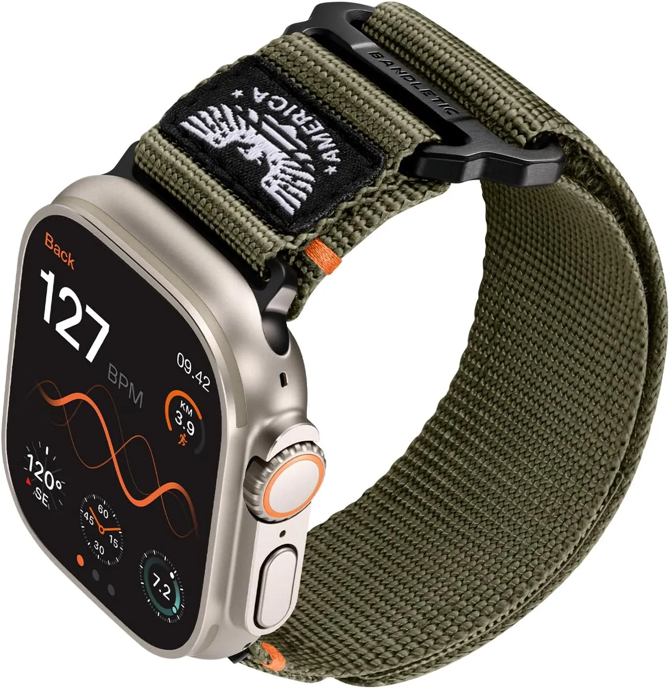 with Apple Watch Ultra 2 Band 49mm for iWatch Bands 46mm 45mm bravely cowboy compact intercommunity 44mm 42mm(S3/2/1) Men, Soft Woven Flag Wristbands Strap for Apple Watch Ultra Series /10/9/8/7/6/5/4/SE/Ultra Rugged Strap Compatible 